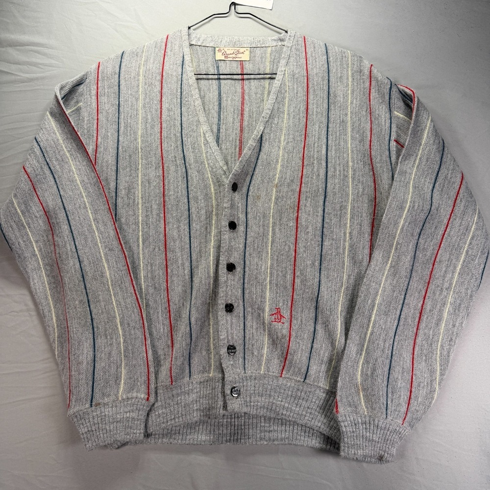 Vintage Grandpa Sweater Mens XL Multicolor Striped Musingwear Grand Slam Cottage